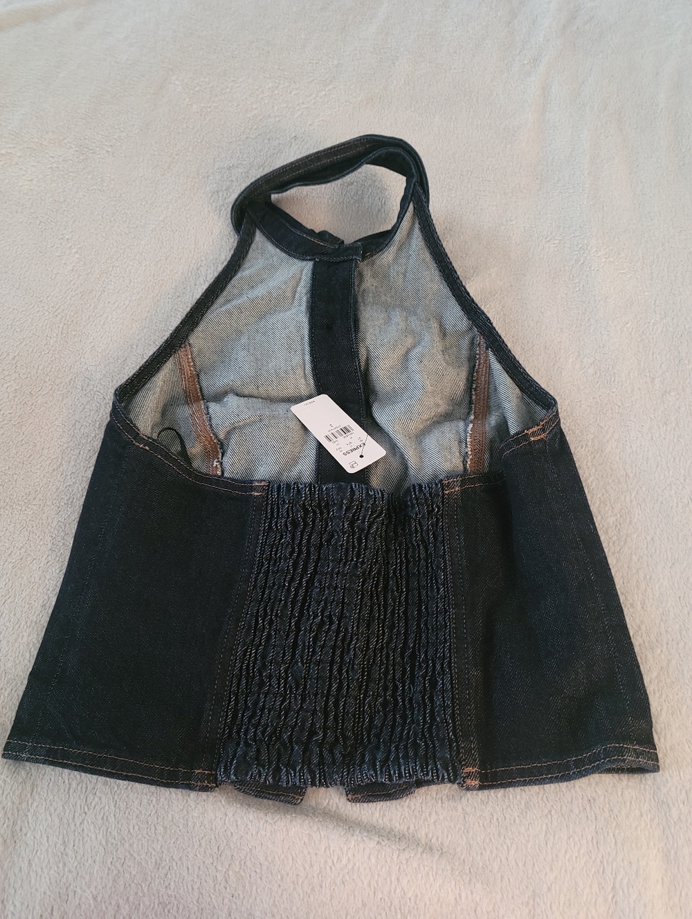 Denim Halter Sleeveless Top - Picture 3 of 10